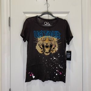 NWT Chaser Distressed Paint Splatter US Tour Tiger Band Graphic T-Shirt Medium